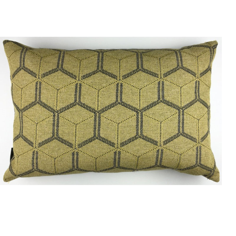 Coussin lombaire géométrique plumes Schaaf, Agrume