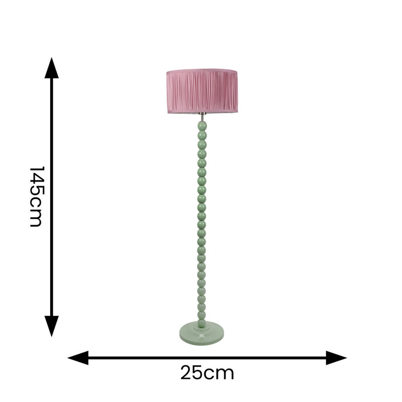 Grenada 145cm Traditional Floor Lamp, Yes, Green, Pink