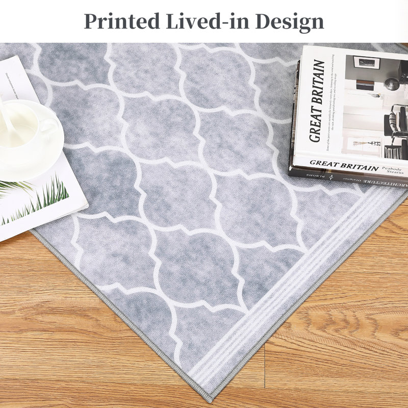 Rebbekah Washable Geometric Indoor Rug, Rectangle 8' x 10'