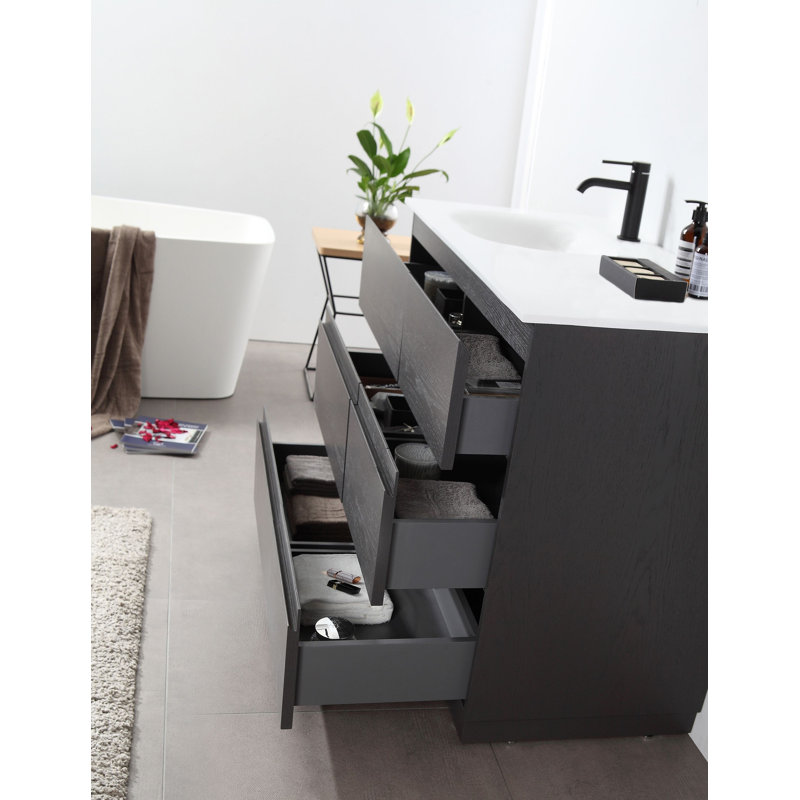 Ensemble de meuble-lavabo simple 42 po Arla, Gris anthracite