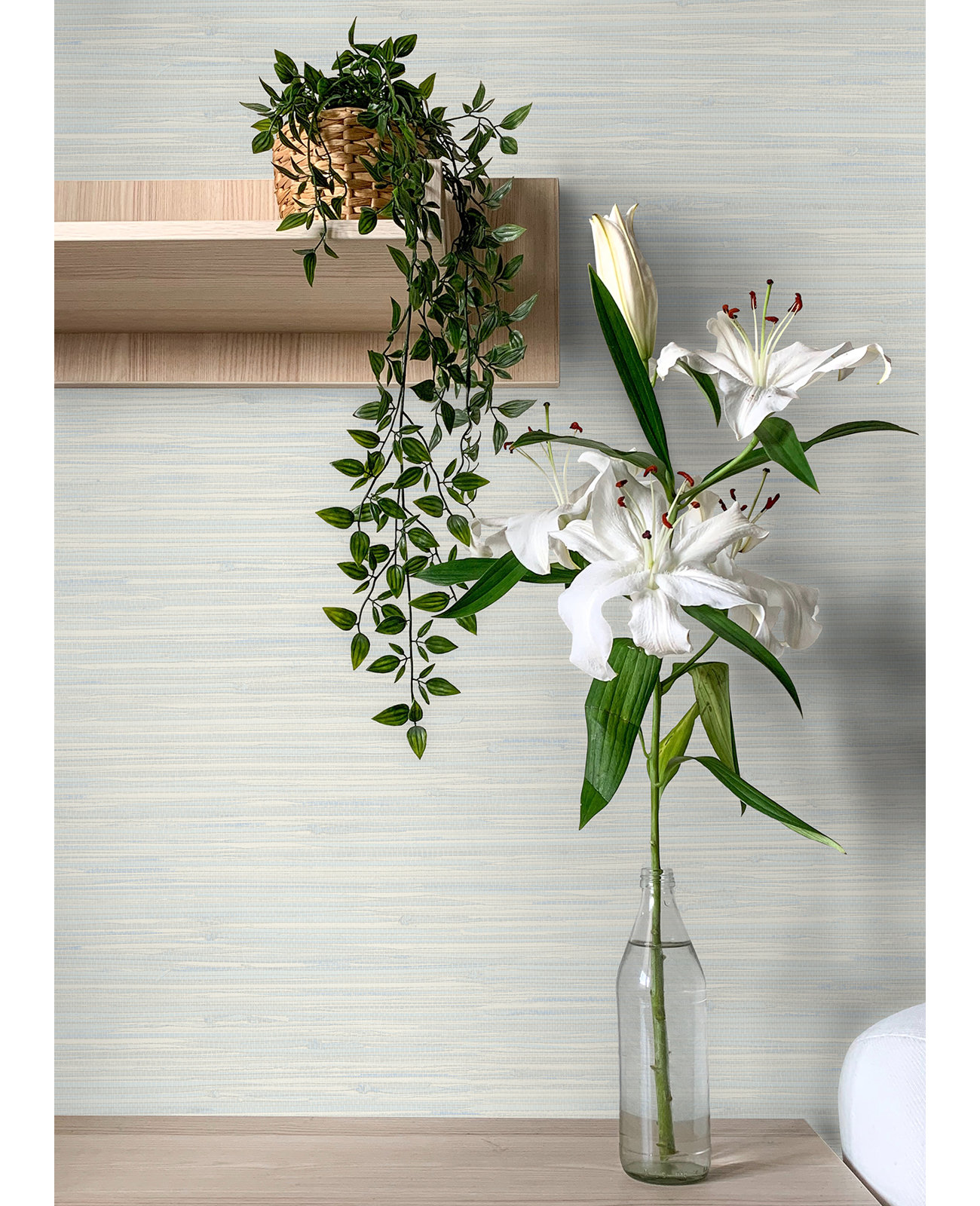 Dory Faux Grasscloth Wallpaper, Light Blue