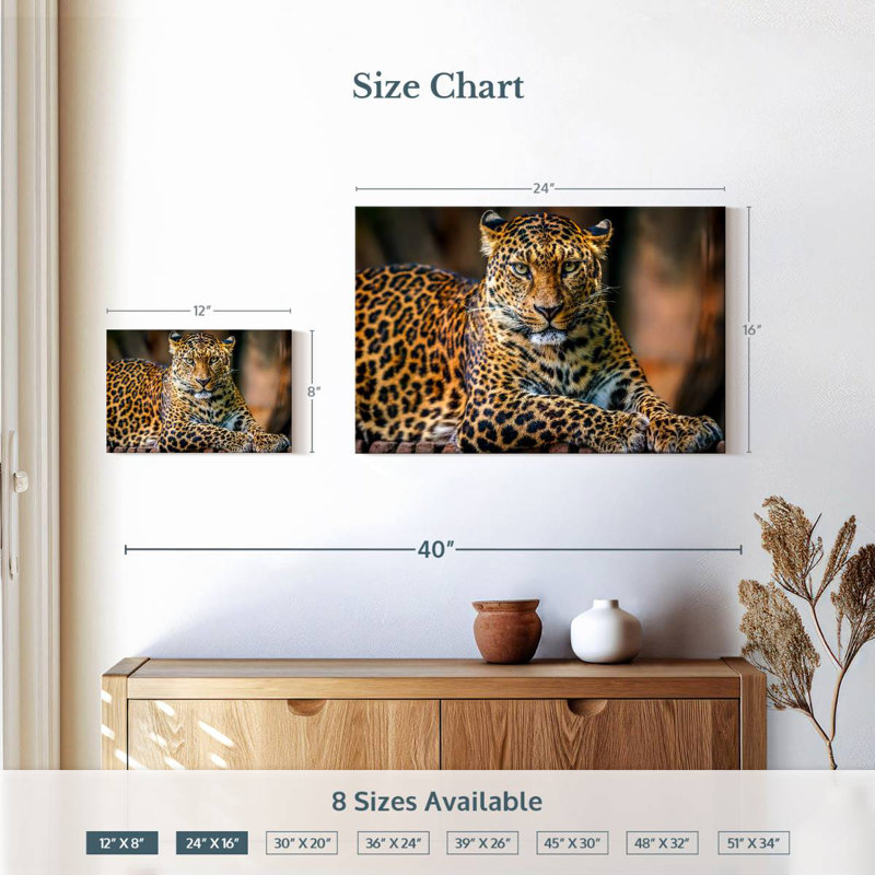 Brampt Jungle Wildlife Leopard, 16" H x 24" W