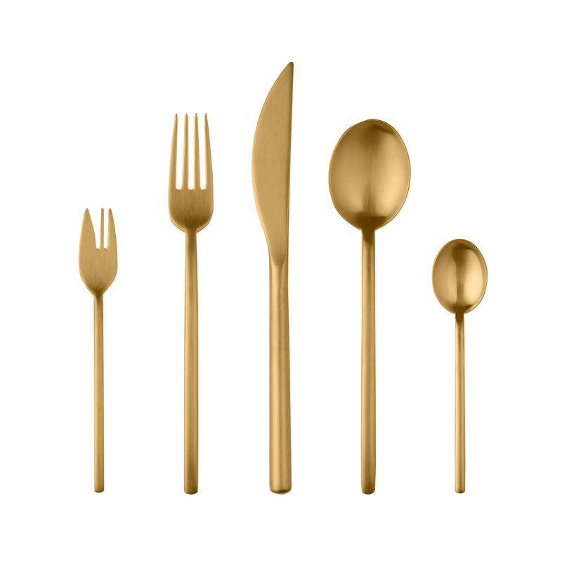 Ensemble de couverts raison avec fourchettes à gâteaux - 30 pièces - Or glacé, Or givré
