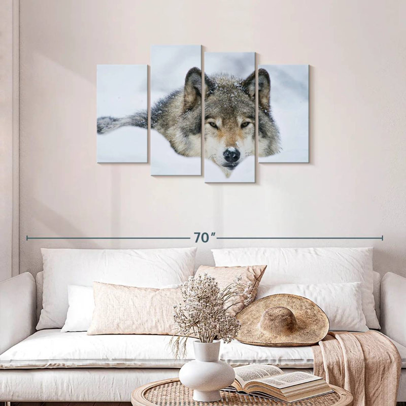 Brampt Wolf In Snow, 27"H x 43"W