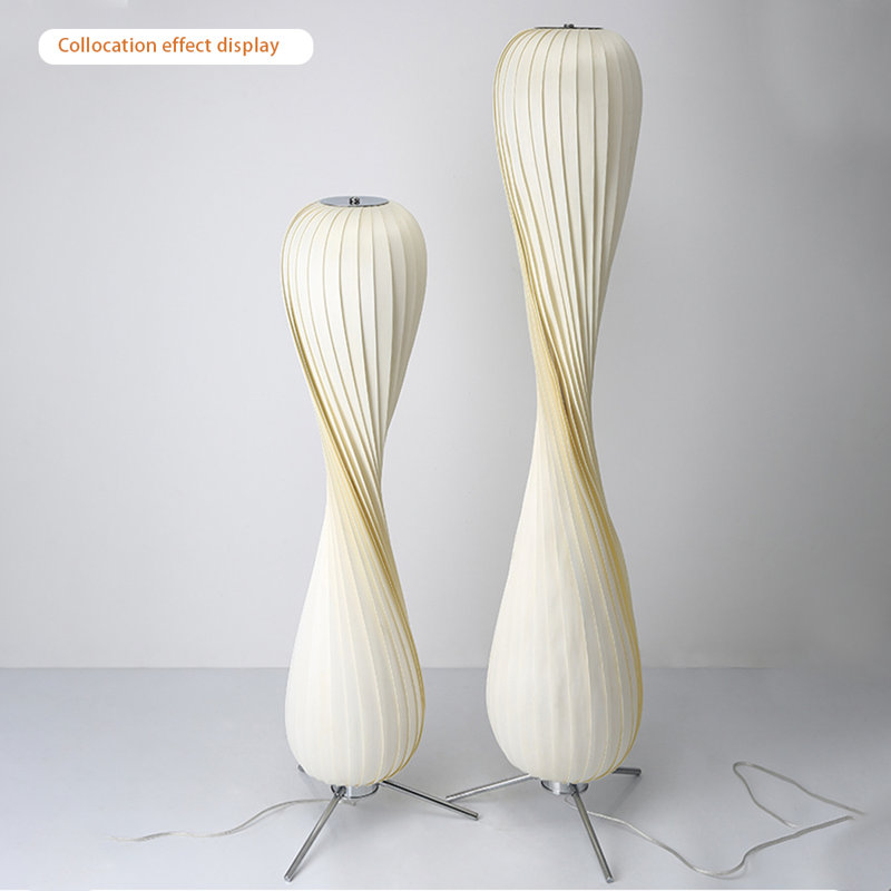 Beige + Silver Manufactured Wood + Iron Free form Floor Lamps, 57.09"