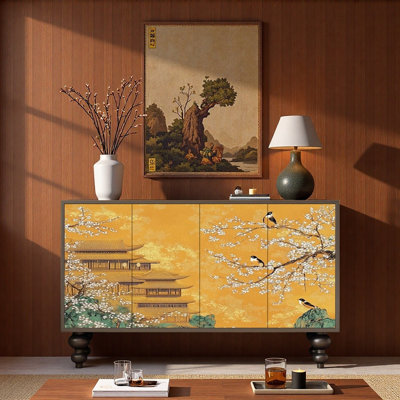 Retro Aesthetic Entryway Side Storage Cabinet