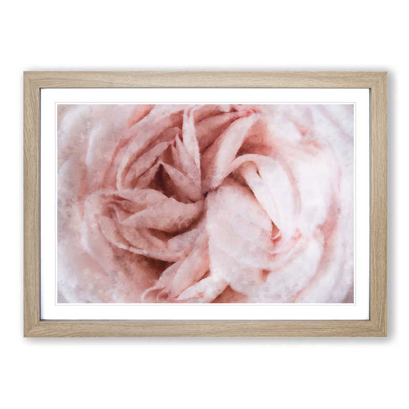 Petals of a Pink Carnation - Picture Frame Graphic Art Print, Oak, 62cm H x 87cm W x 2cm D