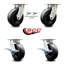 6 Inch Kingpinless Polyolefin Wheel Caster Set 2 Swivel Locks 2 Brakes SCC