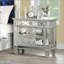 Table de chevet en bois avec miroir et 2 tiroirs pour chambre Glam-310603138