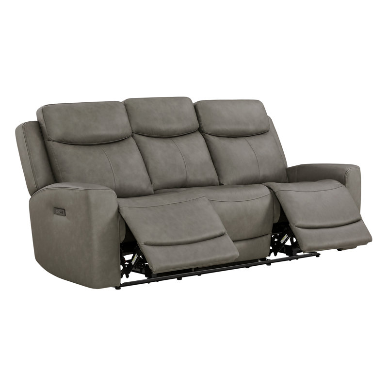 Canapé inclinable électrique en cuir véritable Achilles, Light grey