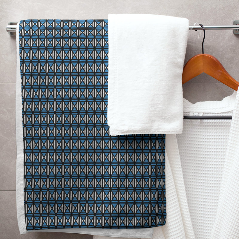 Serviette de bain à losanges, bleu