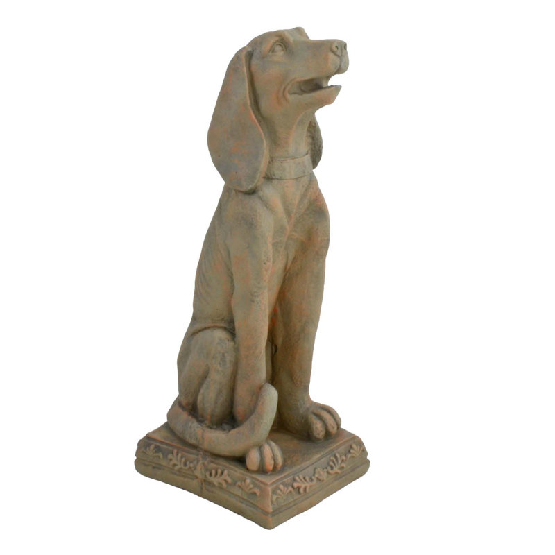 Maude DOG Sitting 71cm Blue Iron Effect, Sienna Sand