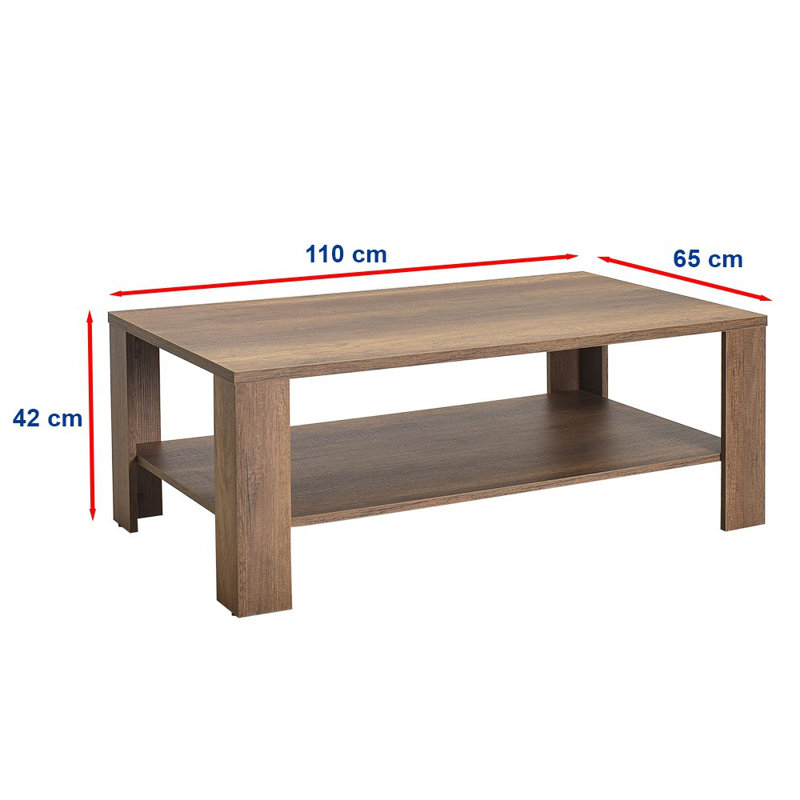 Stylish Walnut Coffee Table, 43.3 x 16.5 x 25.2 inches | 100% Melamine Coated Particle Board for Durability | Additional Storage Space | Ideal for Traditional Living Rooms, Elegant Design & Functionality