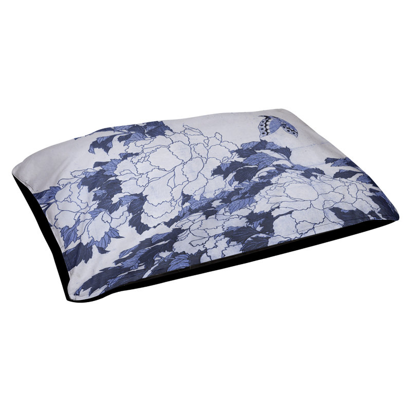 Coussin Burkart, L 19,5 po x l 29,5 po, Bleu / Noir