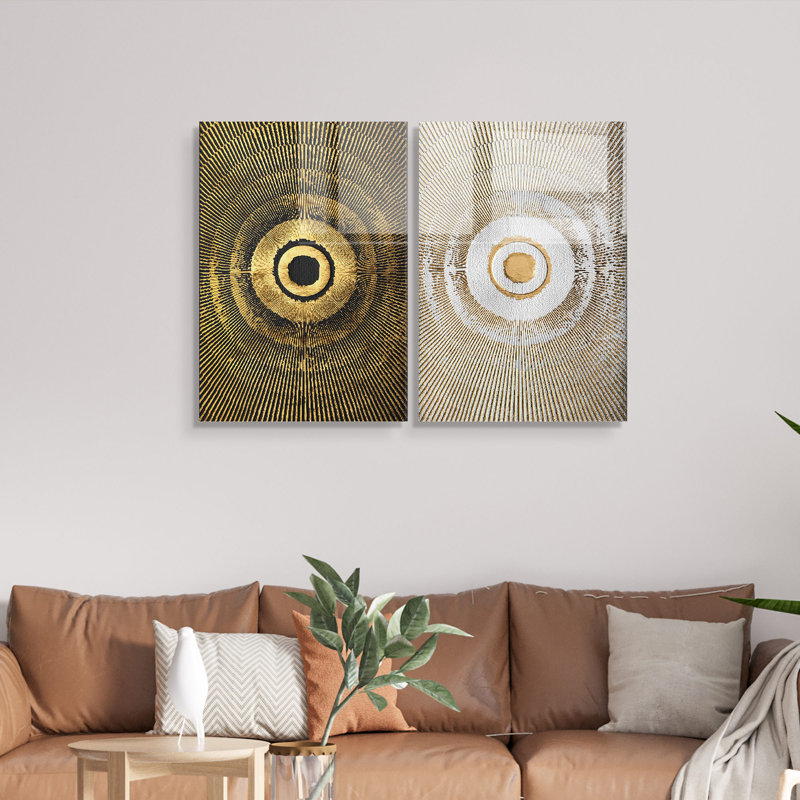 Ensemble de 2 peintures élégantes en verre trempé décoratif, 27,6 po x 39,4 po | 100% verre trempé, épaisseur: 0,16 pouce | Parfait pour la décoration intérieure moderne, l'art élégant pour le salon et le bureau