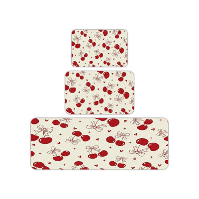 Cherry Bow Kitchen Rug 3 Pc Set for Floor