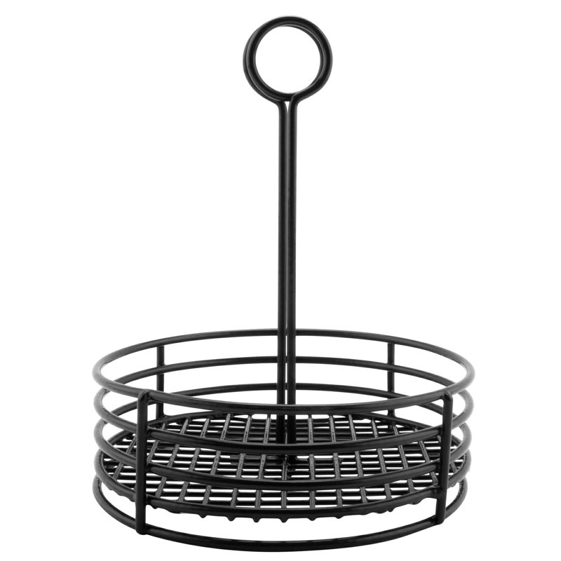 Plateau de table - Plateau rond à condiments en métal avec porte-numéro 7,5 po, noir