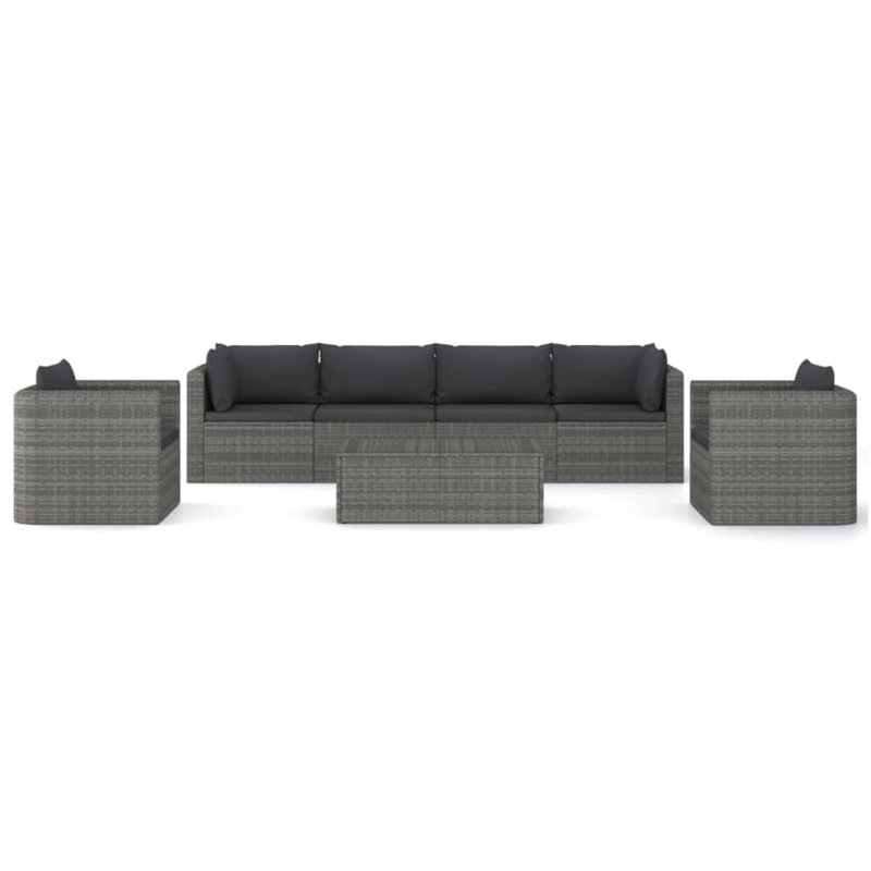 Ensemble de conversation modulaire avec coussins 7 pièces, gris, gris
