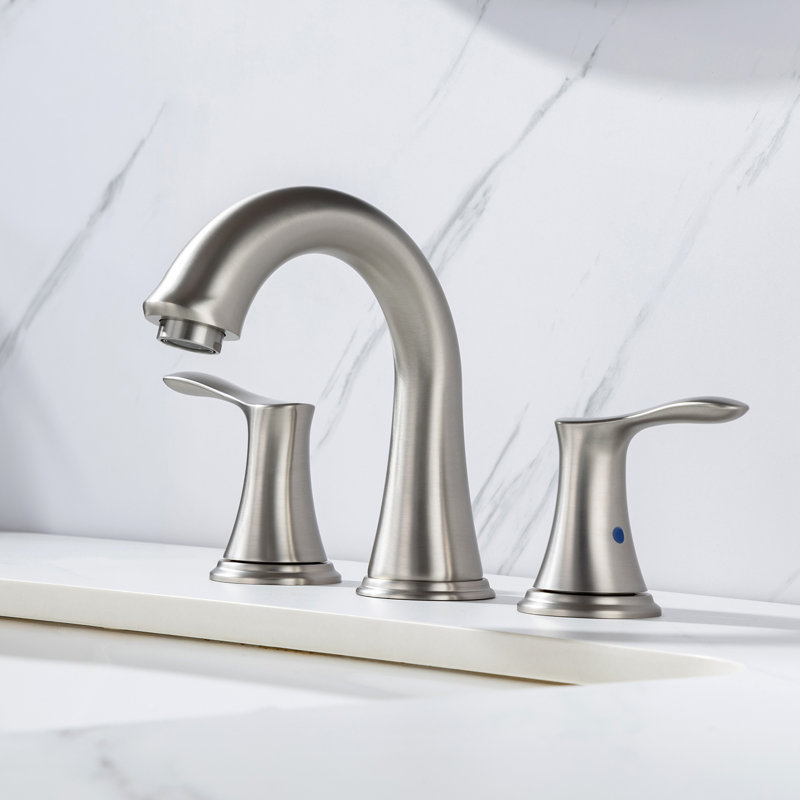 Widespread 2-handle Bathroom Faucet with Drain Assembly, Brushed Nickel