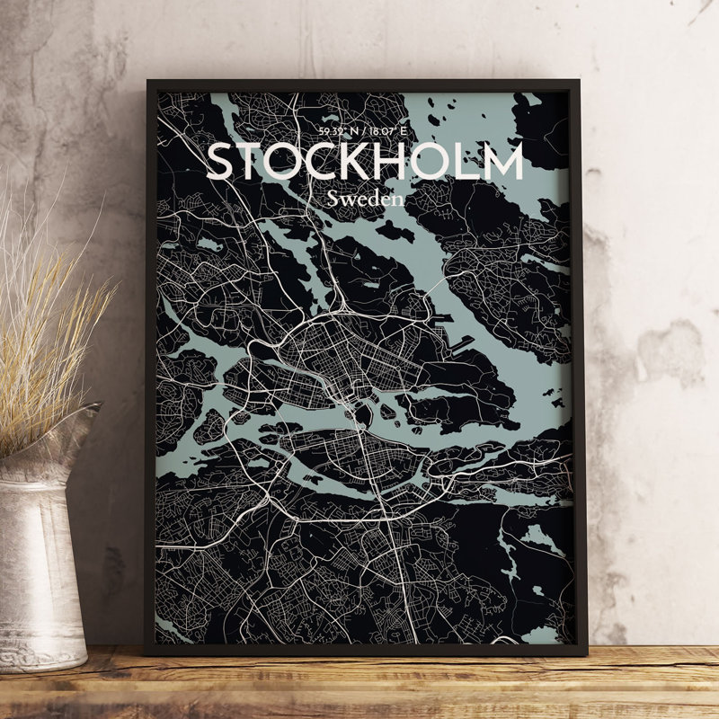 Stockholm City Map - No Frame Print, 43.2cm H x 27.9cm W x 0.13cm D