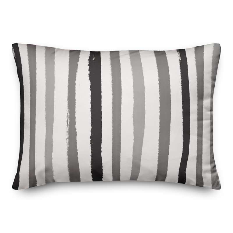 Housse et insert de coussin rectangulaire d'extérieur Vertical Strokes 17, Gris