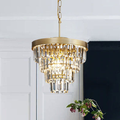 Walsworth 13'' Mid-Century Modern Tiered Crystal Chandelier for Foyer