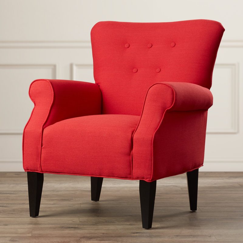 Euart 76.2Cm Wide Tufted Polyester Armchair, Lipstick Red Polyester