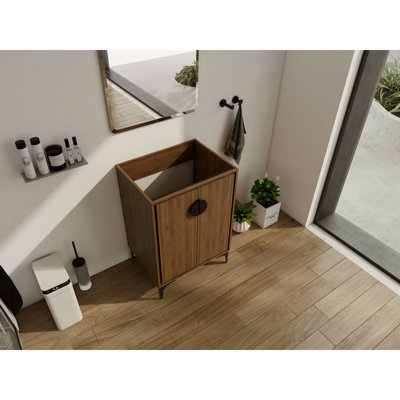 Meuble-lavabo 24 po (23 7/16 po) sans lavabo supérieur, armoire de rangement moderne avec 2 portes à fermeture douce, meuble-lavabo simple
