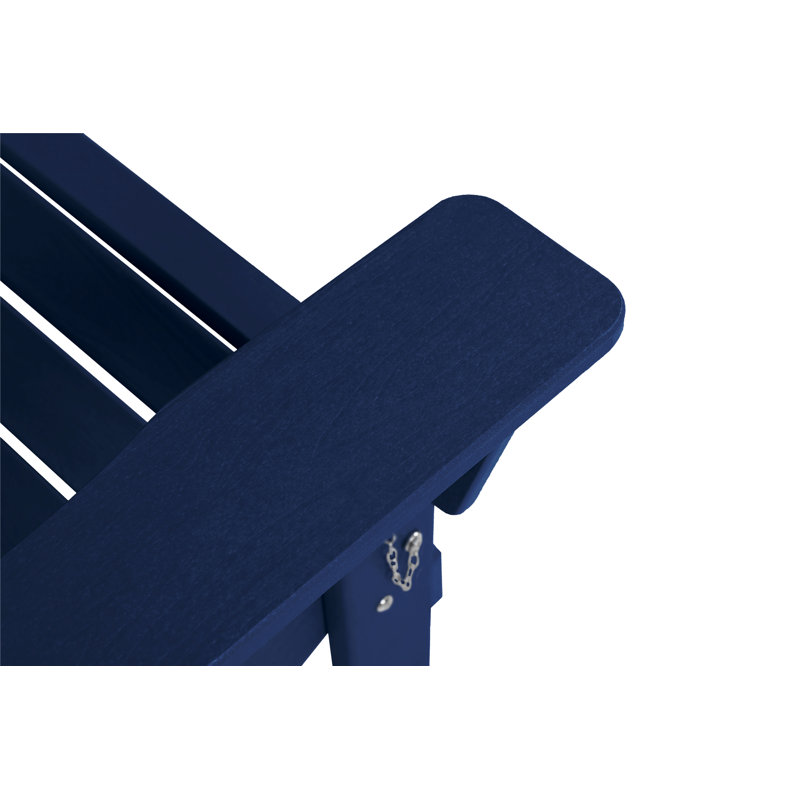 Folding Adirondack Chair With Small Side Table, Two Chairs And One Table, Navy Blue