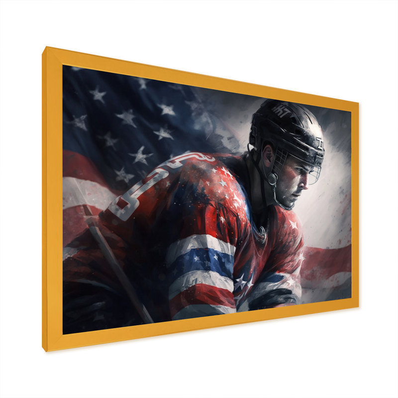 «Hockey Player On Break III», impression sur toile, H 24 po x l 32 po x P 1 po, Impression dorée sur toile encadrée