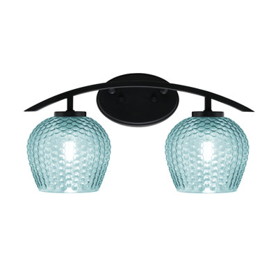 Kurve 2 Light Bath Bar Shown In Graphite Finish With 6" Textured Glass