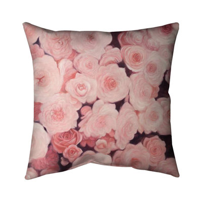 Pink flower field - 20"x20" Throw pillow cover - Poly twill - Print on demand