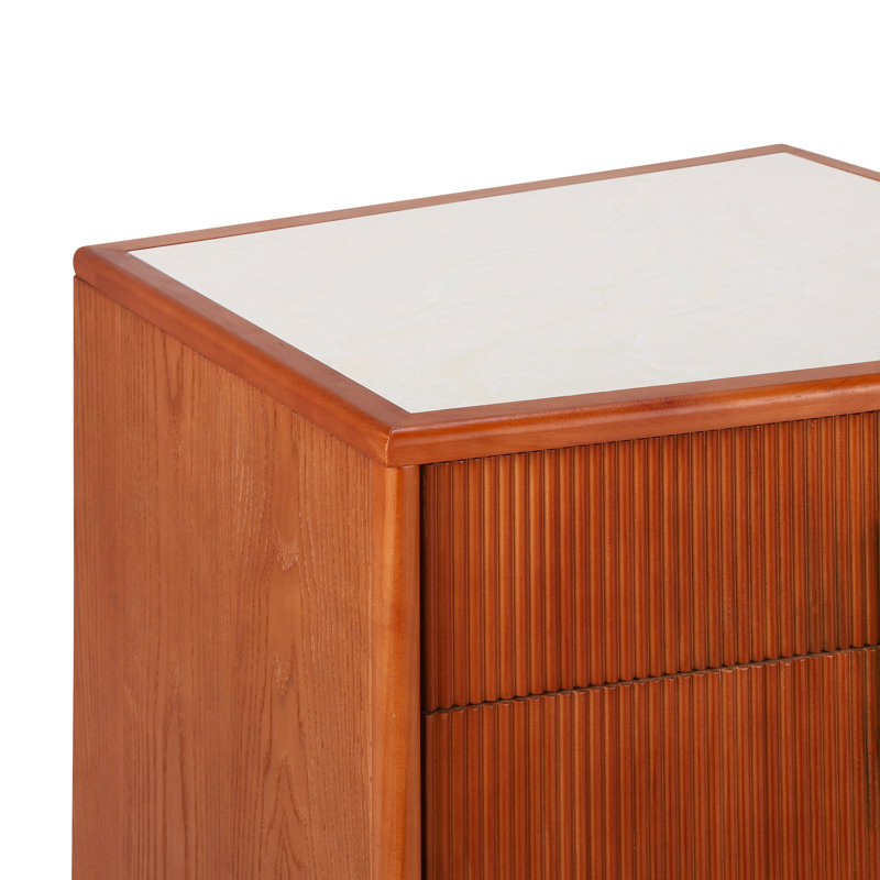 Table de chevet moderne et robuste avec rangements intégrés, 2 tiroirs, base épaisse, brun foncé. Parfait pour le salon, la chambre ou l'entrée.
