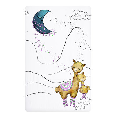 JumpOff Jo - Drap-housse pour lit de bébé portable, parc et matelas, 100% coton doux, 24 po x 38 po - Lama et maman