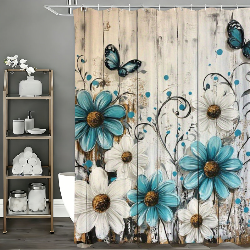 Floral Shower Curtains with Hooks Included