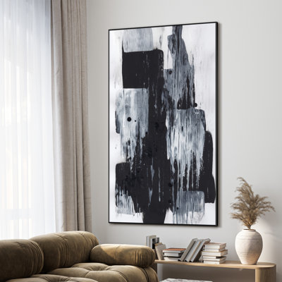 Très grand art mural imprimé sur tissu - Abstrait neutre moderne pour la décoration d'œuvres d'art contemporain pour le salon ou la chambre à coucher - «Assemblage requis du cadre (cadre non fini)»