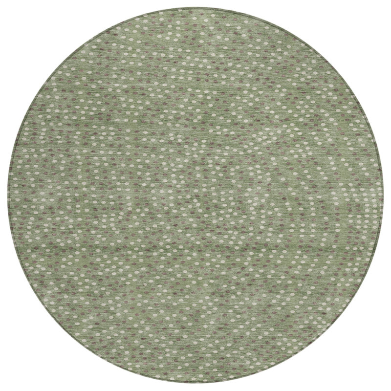 Tapis rond lavable à pois 8 po