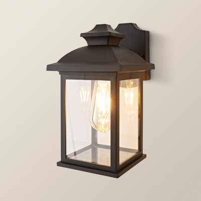 Matte Black 38 cm H Hardwired Integrated LED Outdoor Wall Lantern