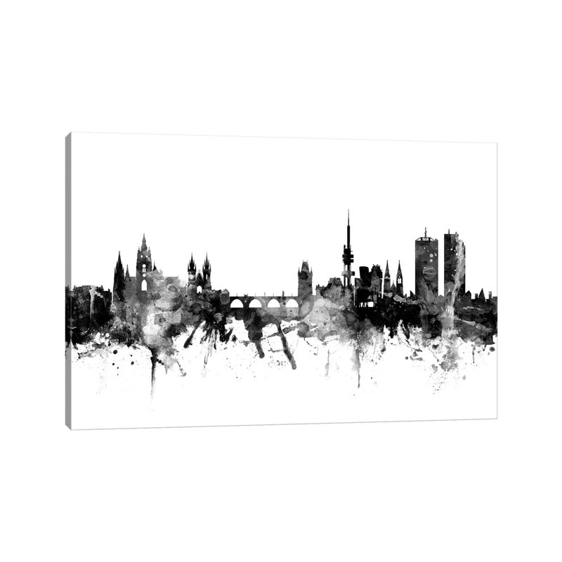 Prague, Czech Republic In Black & White by Michael Tompsett - Wrapped Canvas Gallery-Wrapped Canvas Giclée