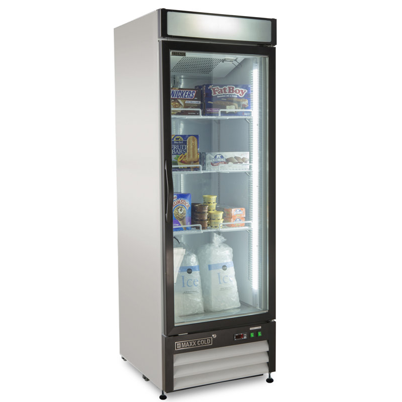 Maxx Cold X-Series Single Glass Door Merchandiser Freezer, 23 cu. ft. Storage Capacity, in White
