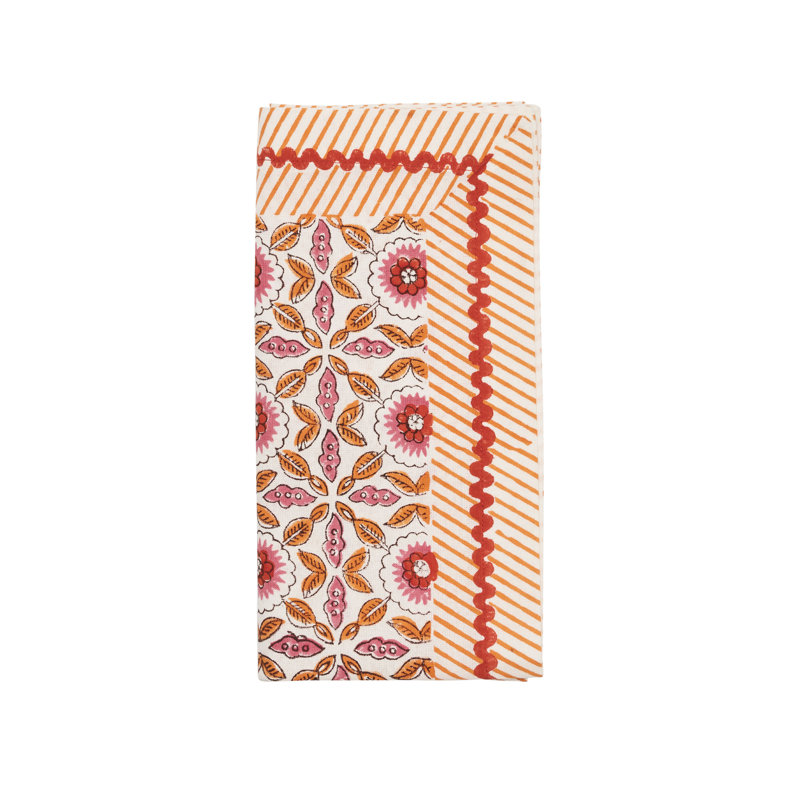 Majorelle Napkin, White/Pink/Orange
