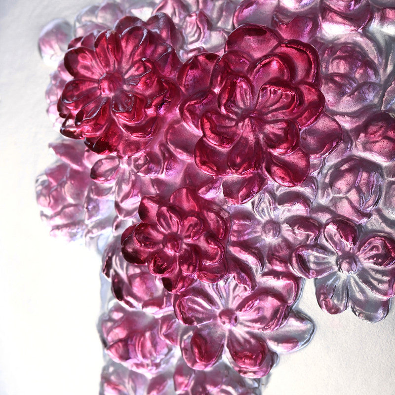 LIULI Crystal Art Crystal Flower Sculpture, Peach Blossoms, Awakening Of Heaven And Earth