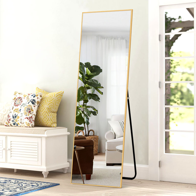 Talma Wood Flat Mirror, Gold, 59.1" x 15.7"