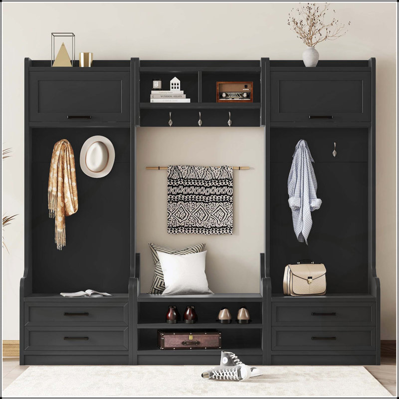 Stylish Entryway Hall Tree with Ample Storage and Elegant Design, Perfect for Organizing and Decorating Your, Black