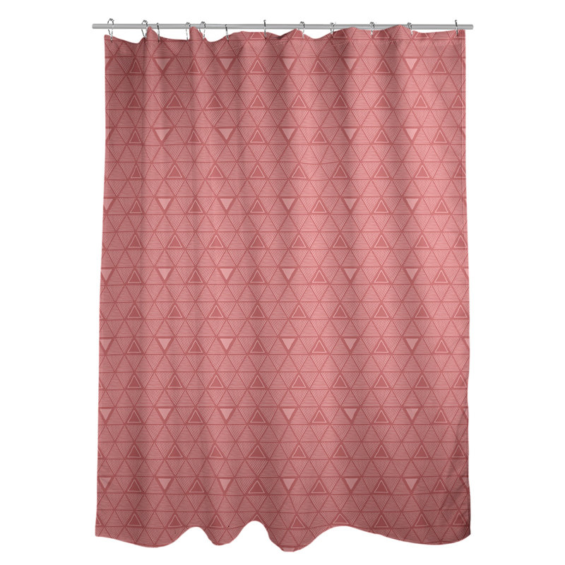 Rideau de douche simple à triangles à main classique Patricia Geoffrey, Rouge / rose clair, Yes