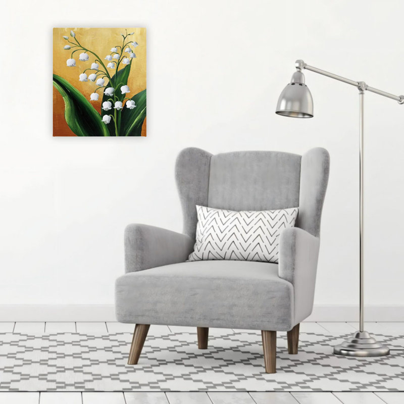 Motif floral blanc lys de la vallée, 20 x 24 pouces, pour décor de chambre à coucher, de salon ou de vestibule
