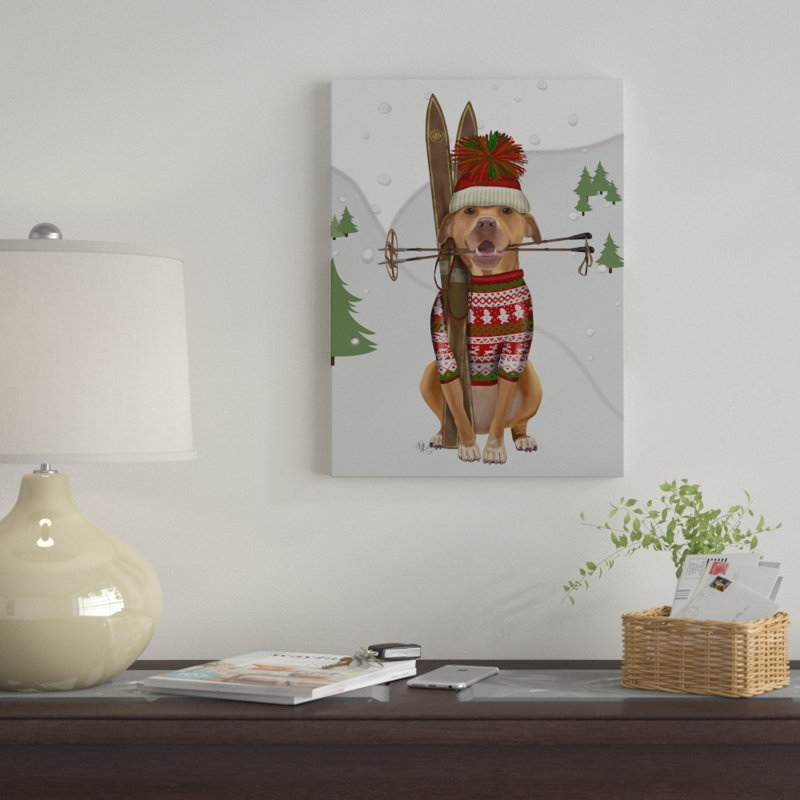 « pitbull ski », reproduction d’impression sur toile tendue, H 19 po x l 14 po x P 2 po