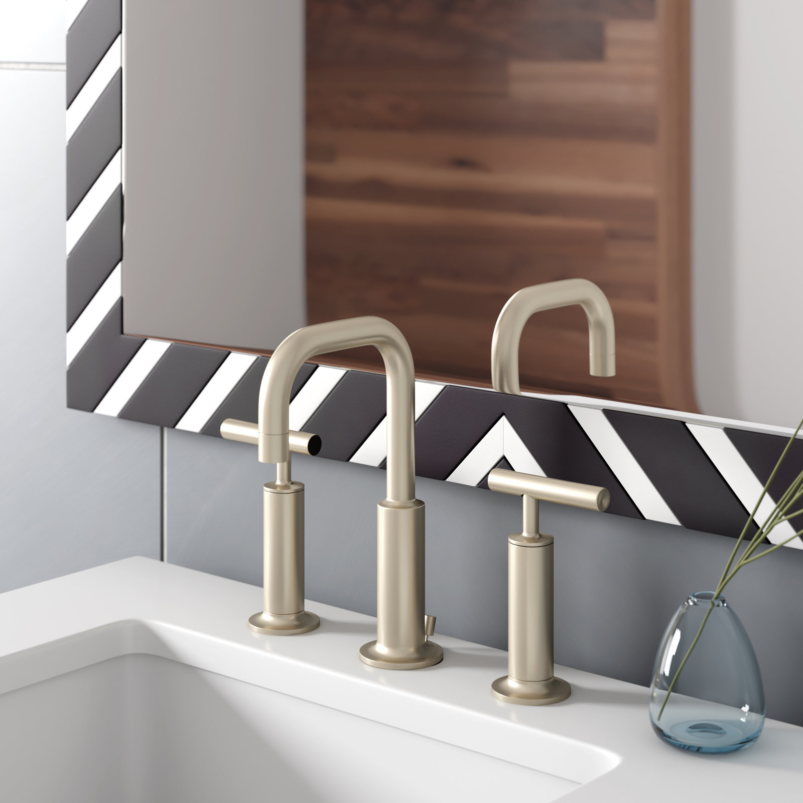 Purist Widespread Faucet with Drain Assembly, Vibrant Brushed Bronze