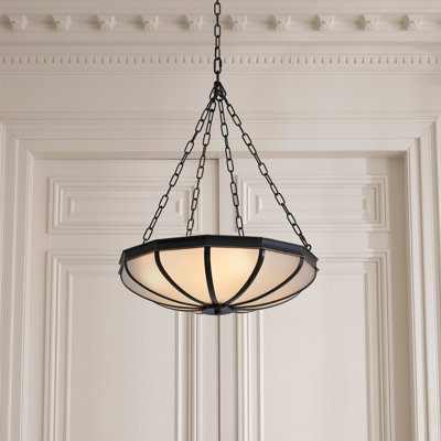 Chandelier Jenkins Bronze Highlight Finish White Glass