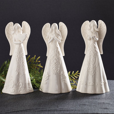 Ensemble de 3 figurines anges en porcelaine Ifeoluwakiisha